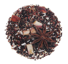 Load image into Gallery viewer, One the first day of Christmas, you should give your loved ones and friends our Holiday Blend tea from Lemon Lily.  A delightfully sweet herbal blend of holiday goodness, right down to the organic candy canes.  Ingredients: Organic Honey Bush, Organic Cinnamon, Organic Brown Sugar, Organic Star Anise, Organic Coconut, Organic Candy Cane  Certified Organic &amp; All Natural. 